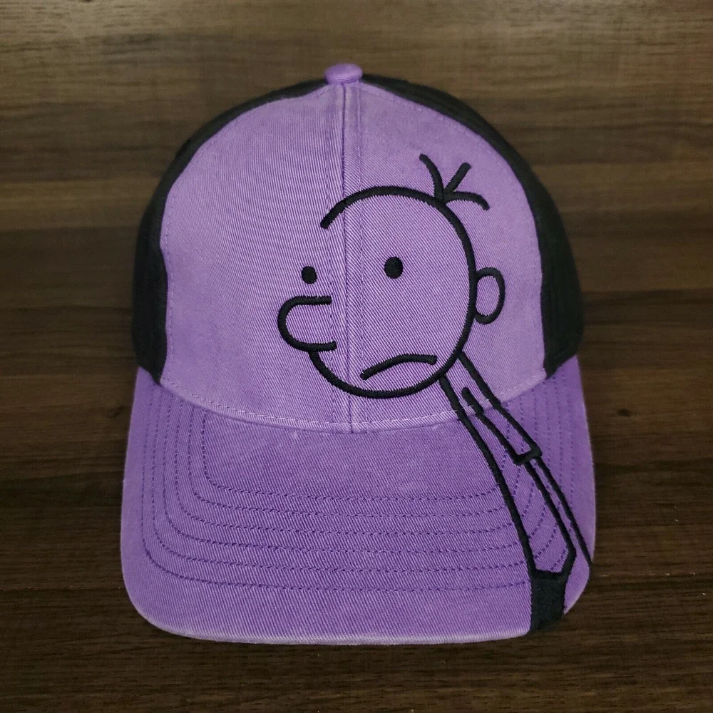 Wimpy Kid Hat  Cap Embroidered Character Art Youth Kids Sized Purple‎ Black New